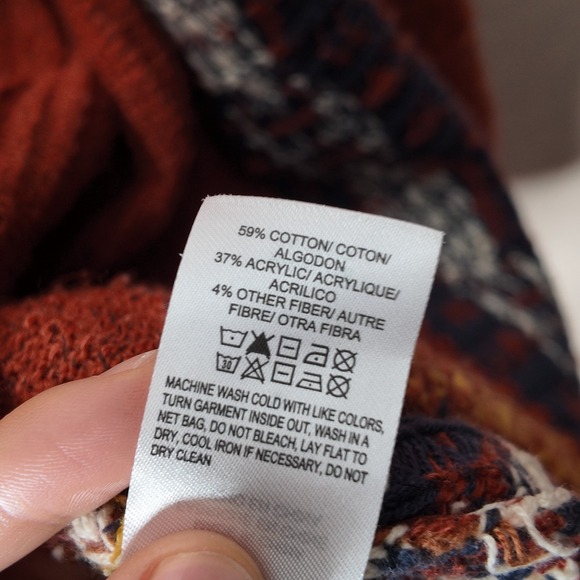 Lucky Brand Rust Aztec Southwest Boho Cardigan Sweater M - Picture 4 of 8